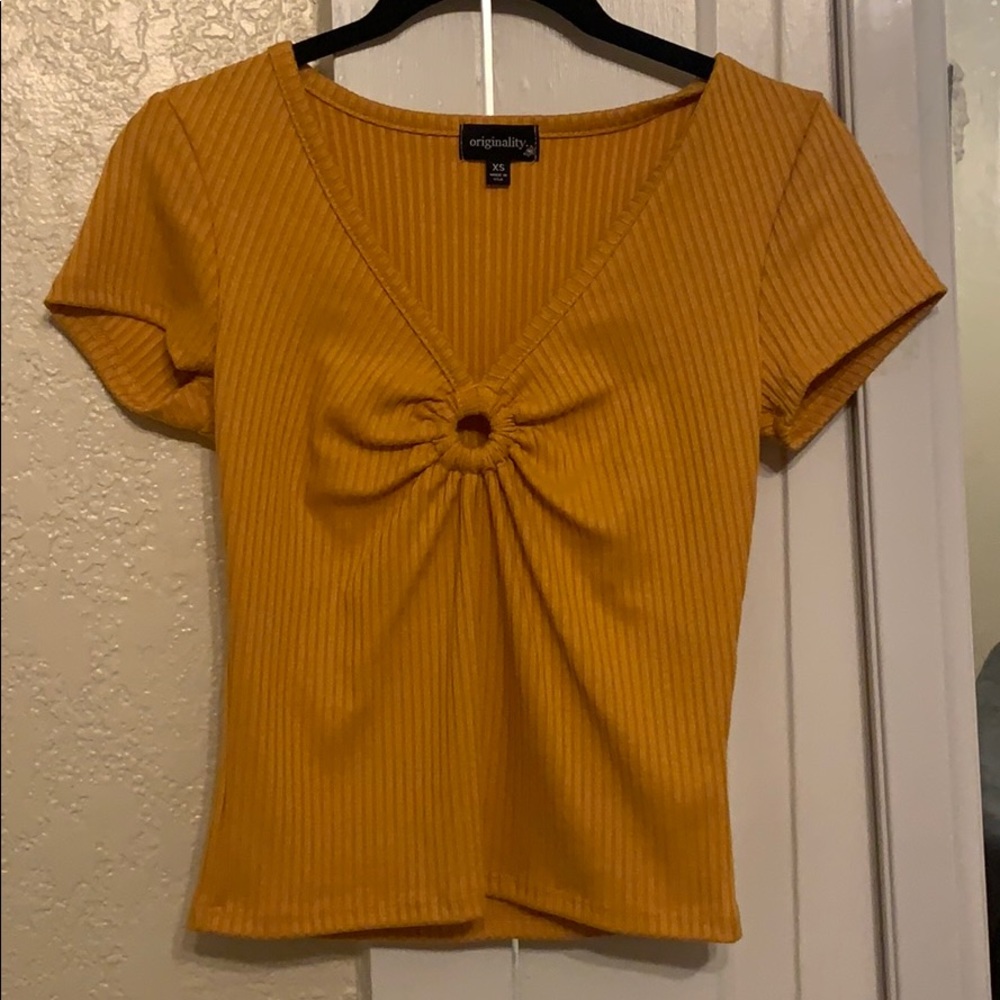 Mustard Short Sleeve Fashion Top